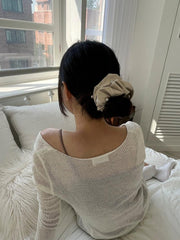 シルバーボール ポイント レザー スクランチ シュシュ(3color) - 4MiLi (フォーミリ)