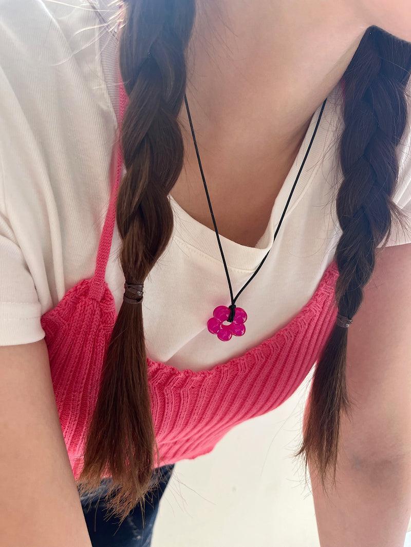 アクリル フラワー レザー ネックレス (4Color) - 4MiLi (フォーミリ)