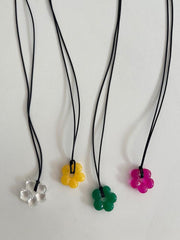 アクリル フラワー レザー ネックレス (4Color) - 4MiLi (フォーミリ)