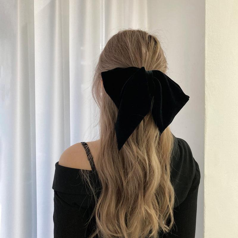 ベルベット ビッグ リボン ヘアピン (2Color) - 4MiLi (フォーミリ)