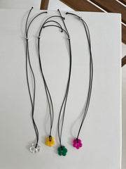 アクリル フラワー レザー ネックレス (4Color) - 4MiLi (フォーミリ)