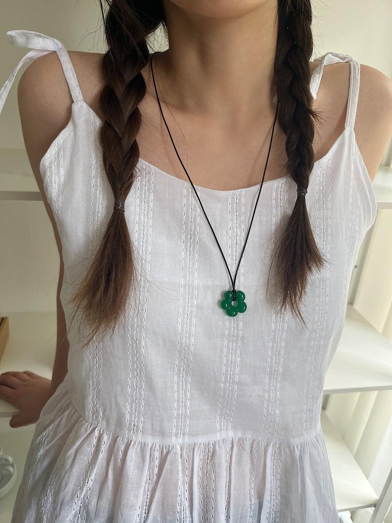 アクリル フラワー レザー ネックレス (4Color) - 4MiLi (フォーミリ)