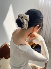 シルバーボール ポイント レザー スクランチ シュシュ(3color) - 4MiLi (フォーミリ)