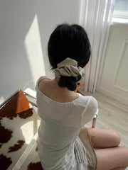 シルバーボール ポイント レザー スクランチ シュシュ(3color) - 4MiLi (フォーミリ)