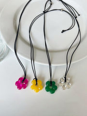 アクリル フラワー レザー ネックレス (4Color) - 4MiLi (フォーミリ)