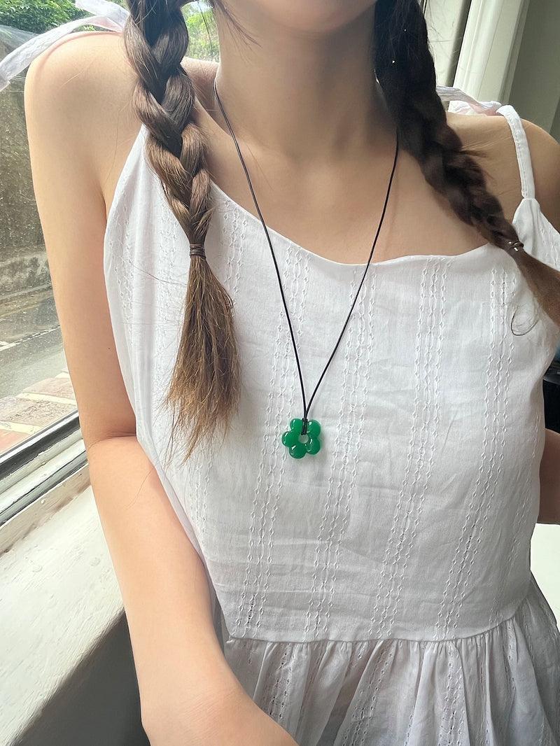 アクリル フラワー レザー ネックレス (4Color) - 4MiLi (フォーミリ)