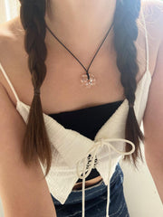 アクリル フラワー レザー ネックレス (4Color) - 4MiLi (フォーミリ)