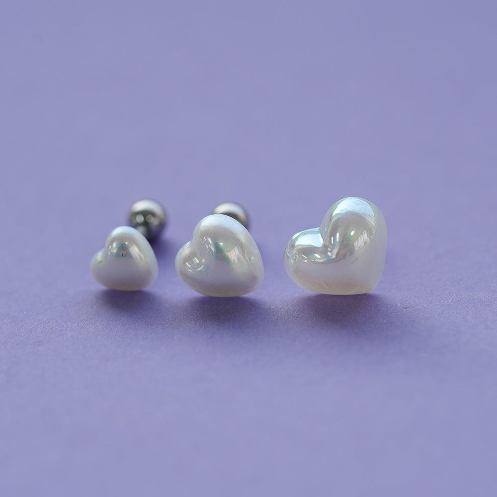 【即納】パールハートピアッシング (3Size) 16G - 4MiLi (フォーミリ)