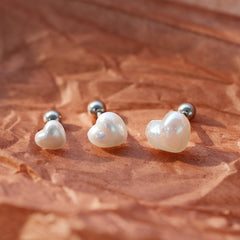 【即納】パールハートピアッシング (3Size) 16G - 4MiLi (フォーミリ)