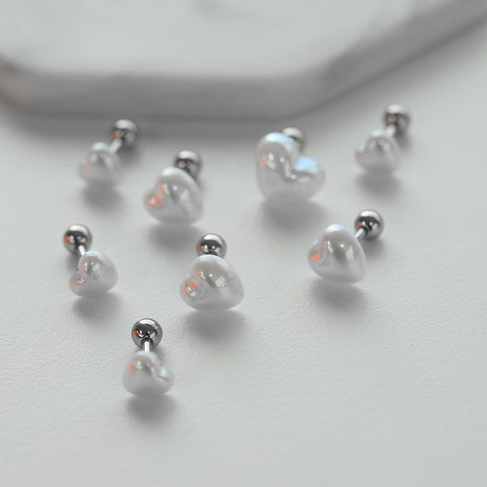 【即納】パールハートピアッシング (3Size) 16G - 4MiLi (フォーミリ)