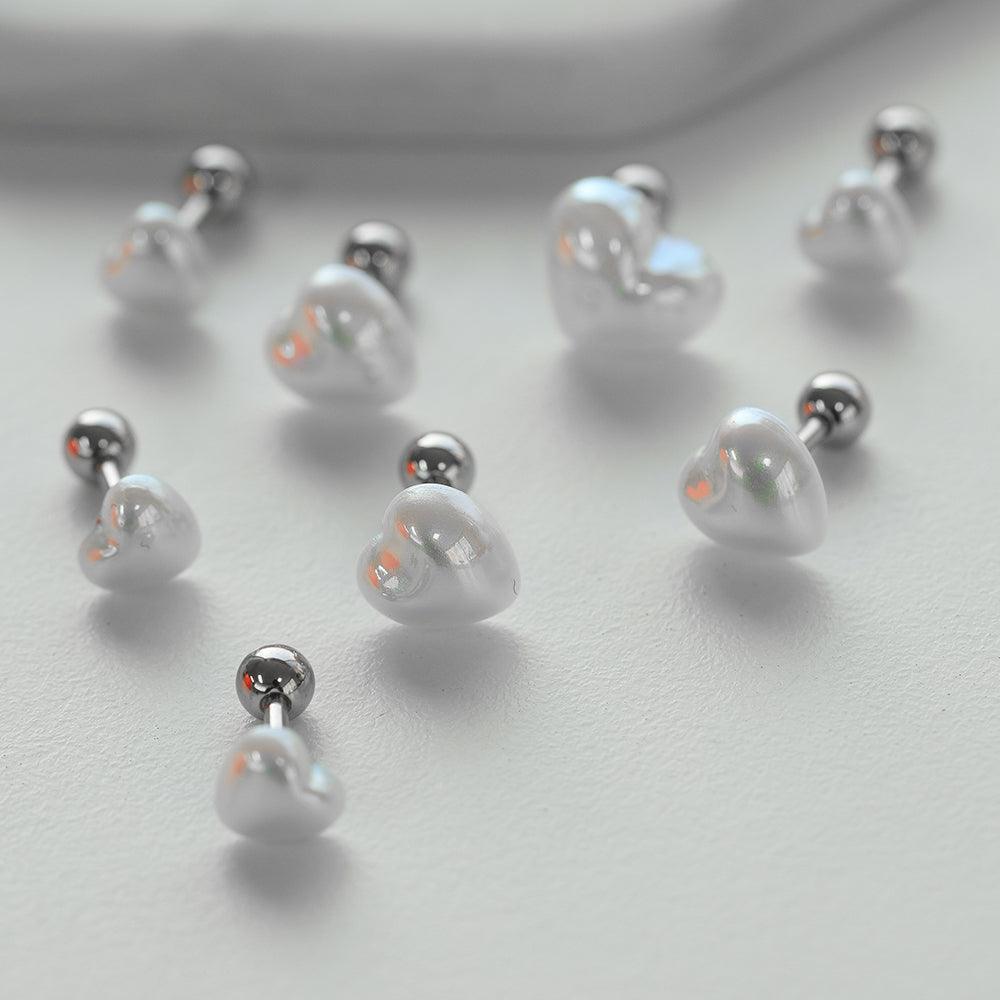 【即納】パールハートピアッシング (3Size) 16G - 4MiLi (フォーミリ)