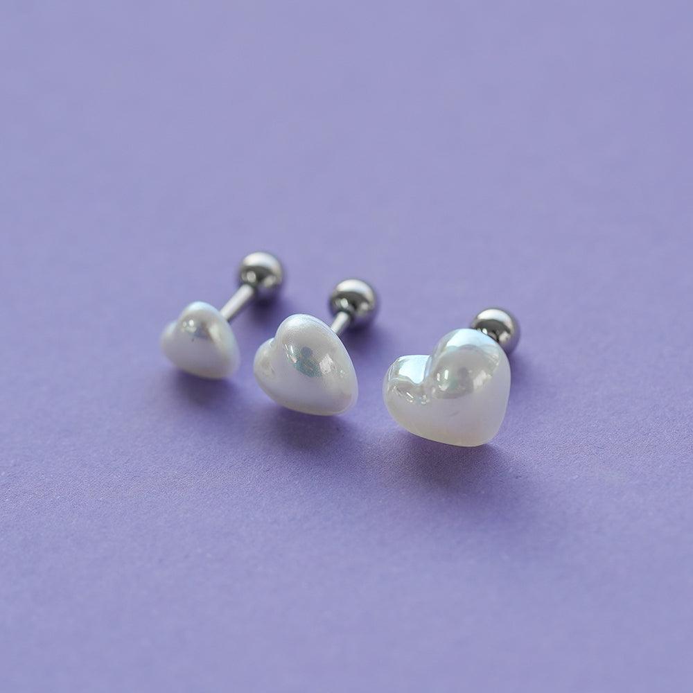 【即納】パールハートピアッシング (3Size) 16G - 4MiLi (フォーミリ)