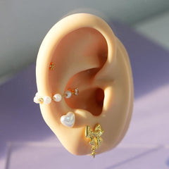 【即納】パールハートピアッシング (3Size) 16G - 4MiLi (フォーミリ)