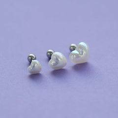 【即納】パールハートピアッシング (3Size) 16G - 4MiLi (フォーミリ)