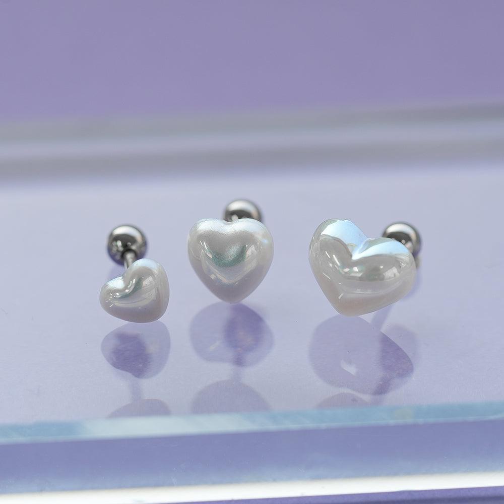 【即納】パールハートピアッシング (3Size) 16G - 4MiLi (フォーミリ)