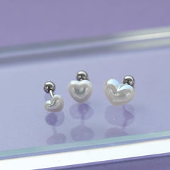 【即納】パールハートピアッシング (3Size) 16G - 4MiLi (フォーミリ)