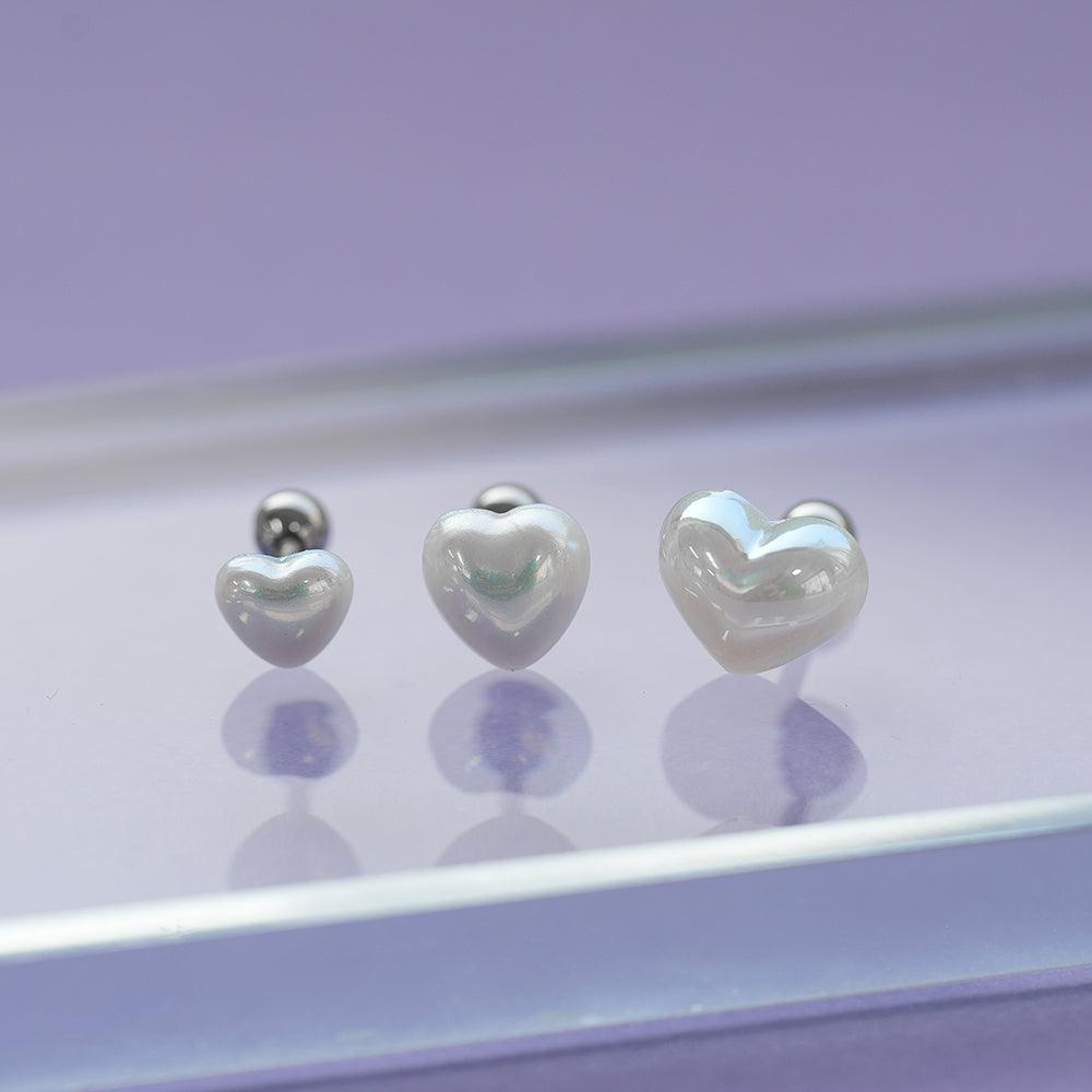 【即納】パールハートピアッシング (3Size) 16G - 4MiLi (フォーミリ)