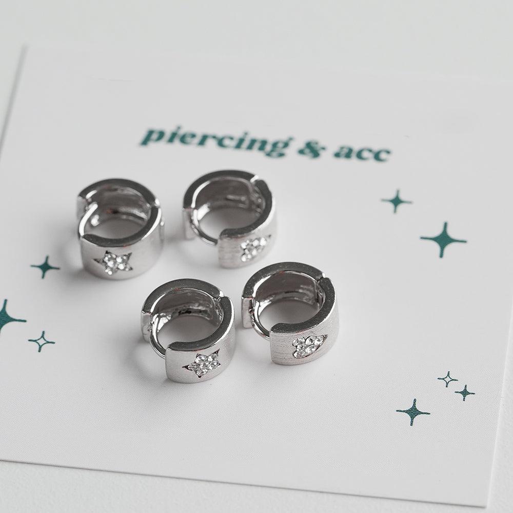 ハート&スター キュービック ポイント ワンタッチ リングピアス (2Type) - 4MiLi (フォーミリ)