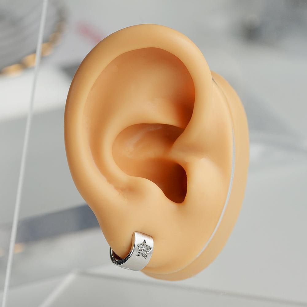 ハート&スター キュービック ポイント ワンタッチ リングピアス (2Type) - 4MiLi (フォーミリ)