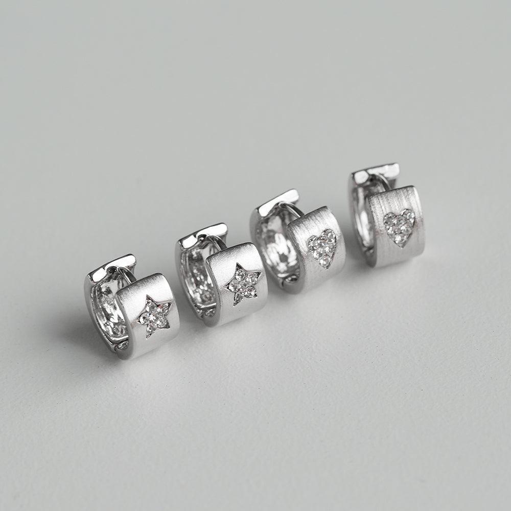 ハート&スター キュービック ポイント ワンタッチ リングピアス (2Type) - 4MiLi (フォーミリ)