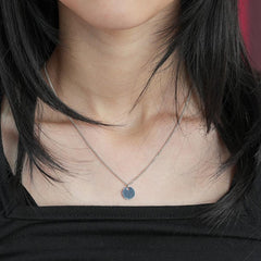 สร้อยคอจี้เรียบ (3 แบบ 2 สี) วงกลม หัวใจ หัวใจคู่