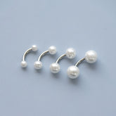 パールバナナバーベルピアス 16G (4Size) サージカルステンレス 上品パールバナナバーベルピアス