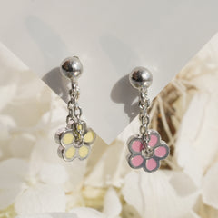 軟骨ピアス 16G パステルフラワー ドロップ&キュービック ピアス 4type サージカルステンレス