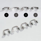 スパイク コの字バーベル(両ネジ式)ピアッシング (4Type) 16G 軟骨ピアス ボディピアス