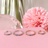 ห่วงเจาะรูปลูกบาศก์ด้านในสีรุ้ง (2 สี) 18G