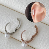 小さな ストレート真珠 ワンタッチリング リングピアス (2Color) 18G