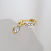 ต่างหูแหวน Cubic Zirconia ประดับหิน 3 เม็ด (3 สี)