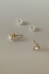14k pearl in heart earrings (1 pair) - 4MiLi (フォーミリ)