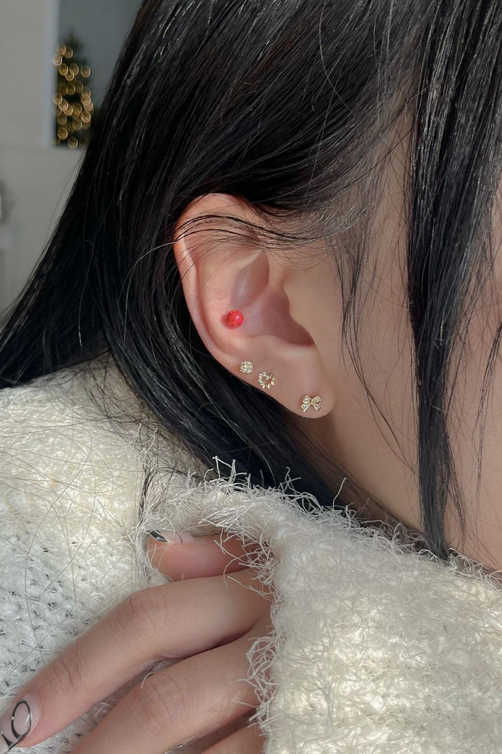 14k heart wreath half cubic piercing 21G - 4MiLi (フォーミリ)