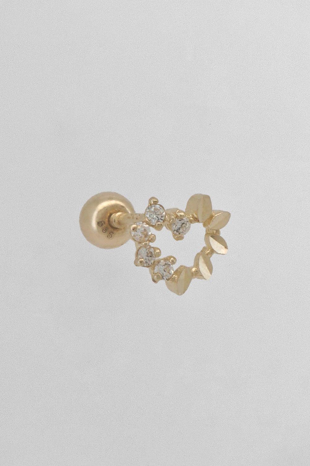 14k heart wreath half cubic piercing 21G - 4MiLi (フォーミリ)