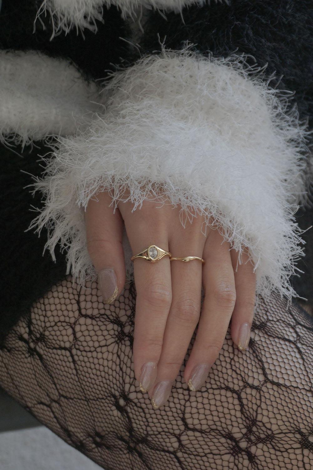 14k cubic oval bold ring - 4MiLi (フォーミリ)