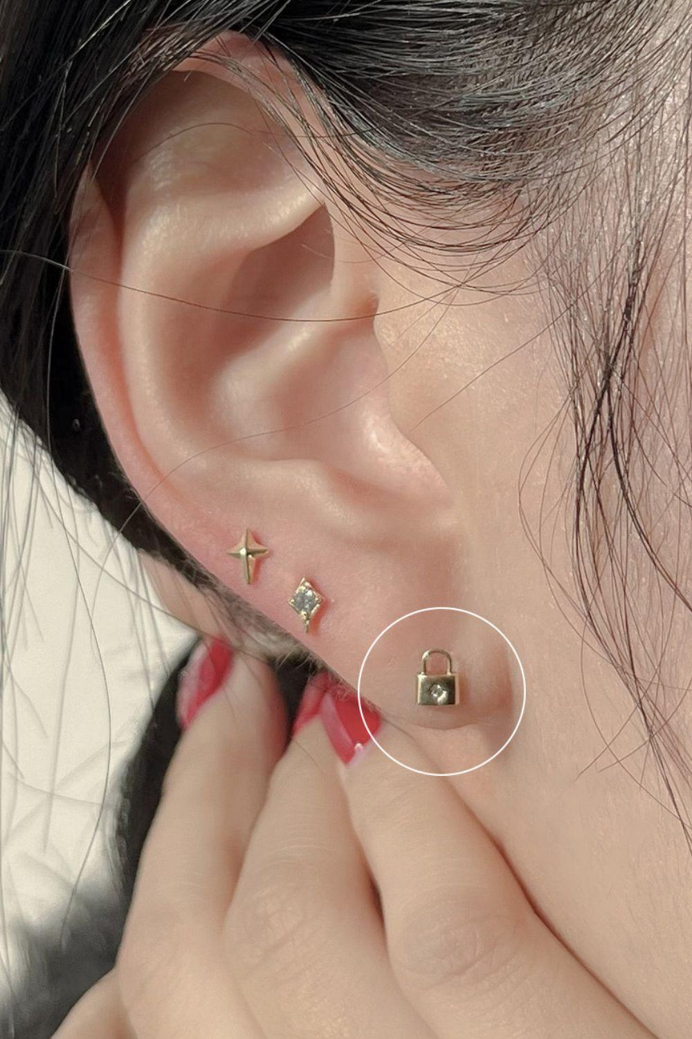 14k flash lock piercing (3Color) 21G - 4MiLi (フォーミリ)