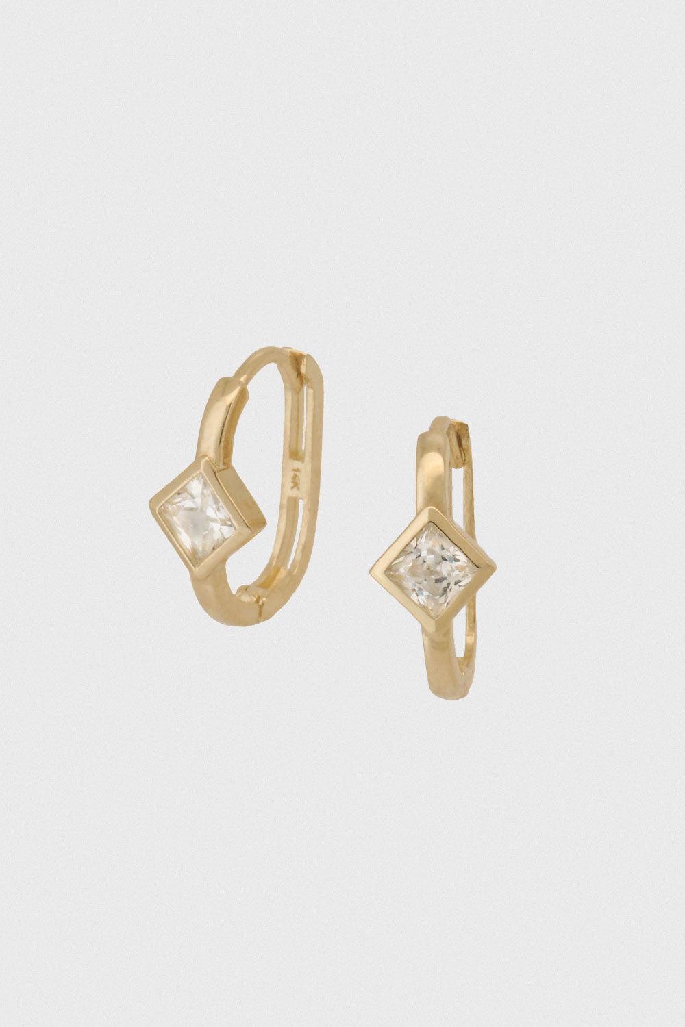 14k rombus cubic one touch earring - 4MiLi (フォーミリ)