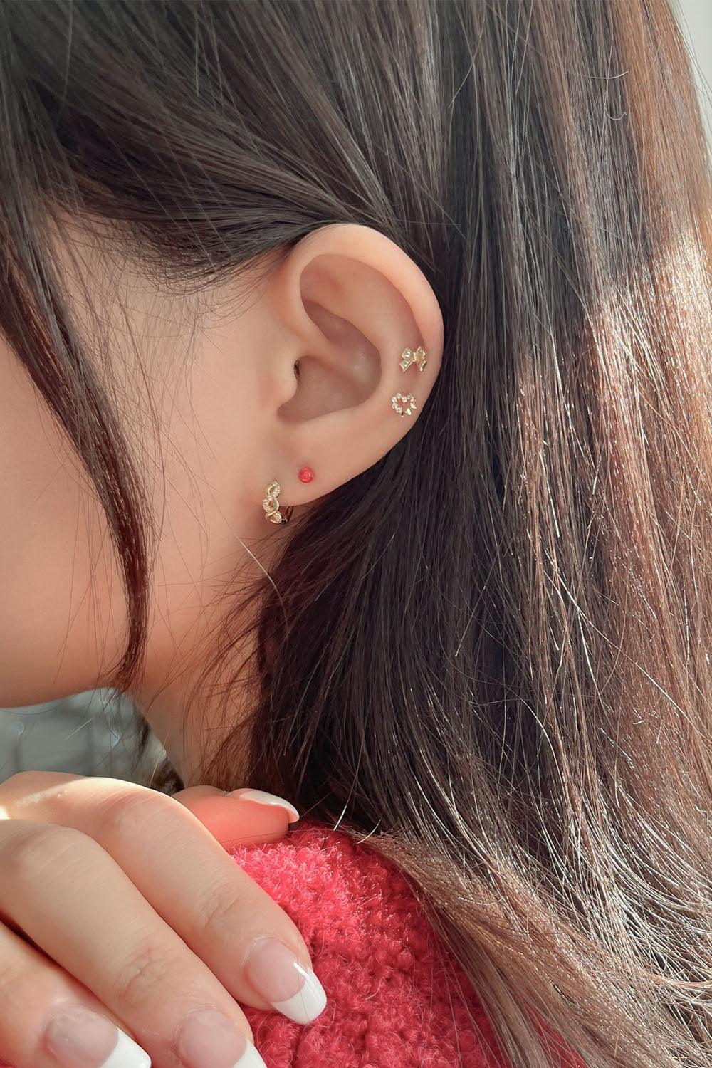 14k heart wreath half cubic piercing 21G - 4MiLi (フォーミリ)