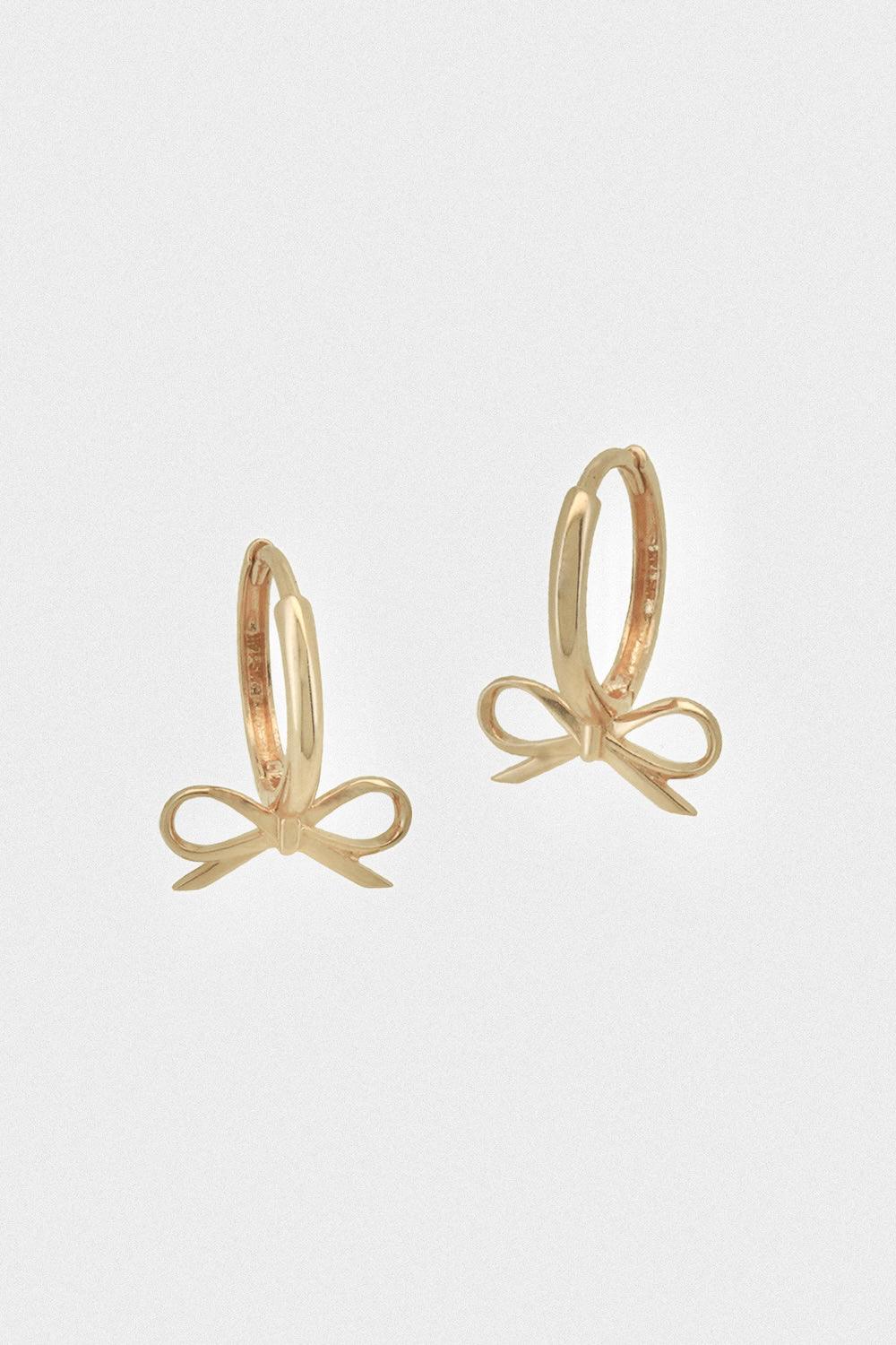 14k ribbon drop one touch earrings (1 pair) - 4MiLi (フォーミリ)