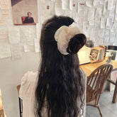 オーガンジーラインストーン付きシュシュ (2Color) アイボリー ブラック 上品カラー スクランチ ヘアゴム