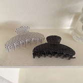 ドット柄 ハーフムーン ヘアクリップ (2color) 半月ヘアクリップ