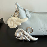 Leopard Print Heart Pompom Fur Keyring (4Colors) Key Holder & Key Case