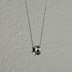 สร้อยคอเชือกถักสีดำลายเสือดาวและโลหะ (3 สี) ปรับความยาวได้