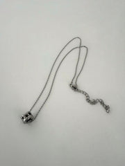 สร้อยคอเชือกถักสีดำลายเสือดาวและโลหะ (3 สี) ปรับความยาวได้