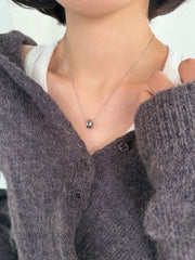 สร้อยคอเชือกถักสีดำลายเสือดาวและโลหะ (3 สี) ปรับความยาวได้