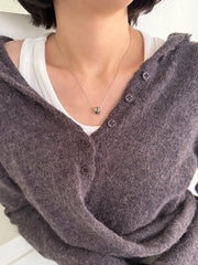 สร้อยคอเชือกถักสีดำลายเสือดาวและโลหะ (3 สี) ปรับความยาวได้