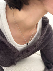 สร้อยคอเชือกถักสีดำลายเสือดาวและโลหะ (3 สี) ปรับความยาวได้