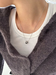 สร้อยคอเชือกถักสีดำลายเสือดาวและโลหะ (3 สี) ปรับความยาวได้