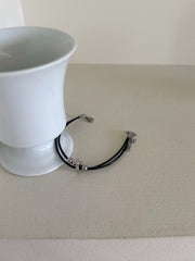 サージカル ダブルブラックコード クロスブレスレット