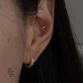 14k mini cubic bar piercing 21G